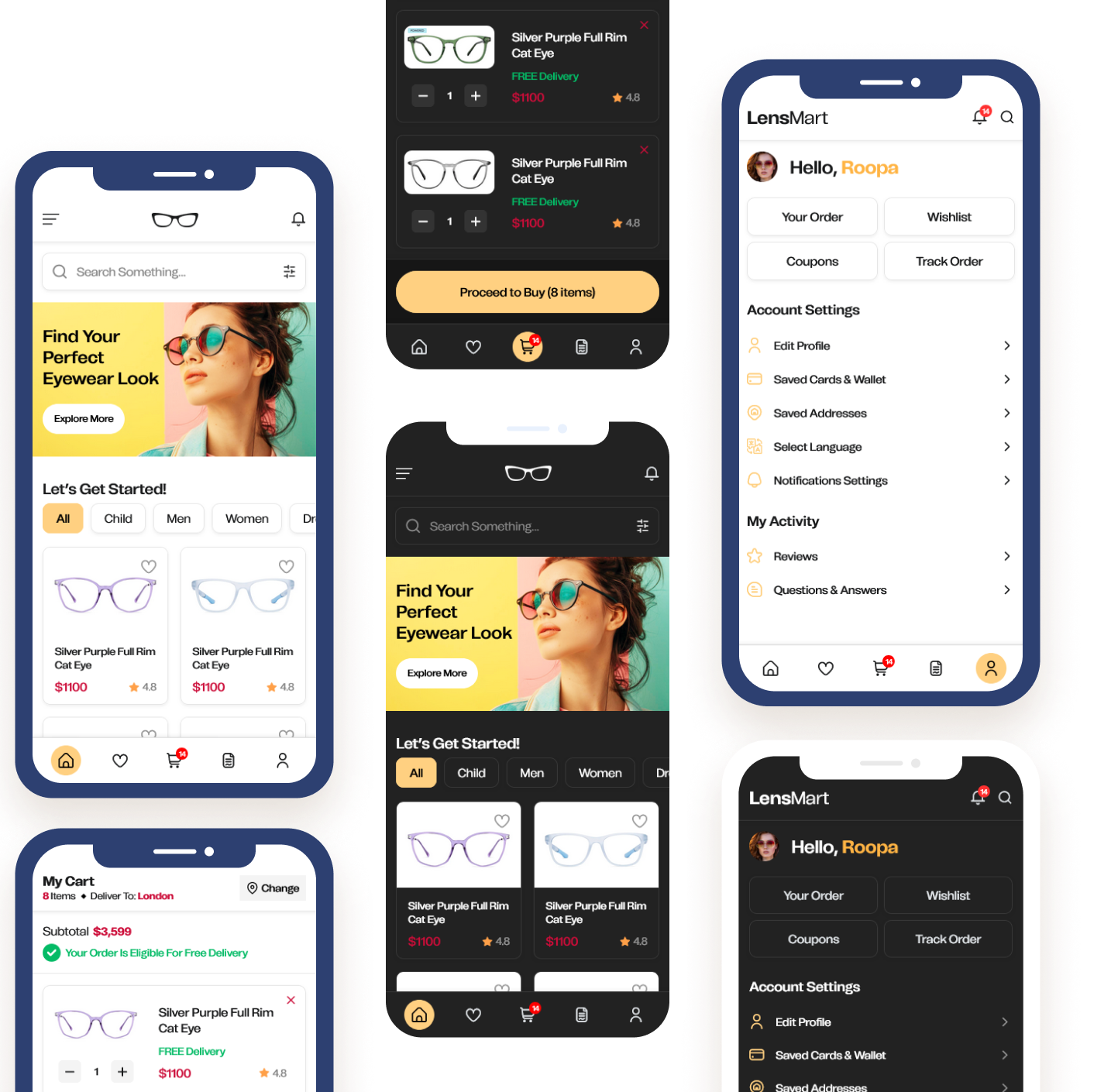 LensMart Glasses Store Mobile App Template Bootstrap PWA 